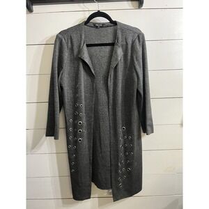 MISOOK Grommet Detail Gray Knit Open‎ Front Cardigan Jacket Size Small